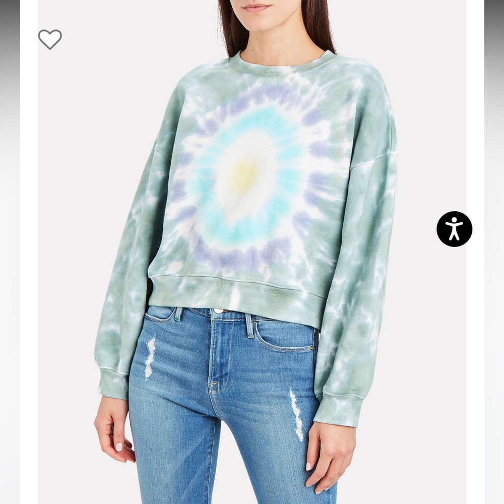 AGOLDE Balloon Sleeve Cropped Crewneck Tie Dye Sweatshirt LIKE NEW